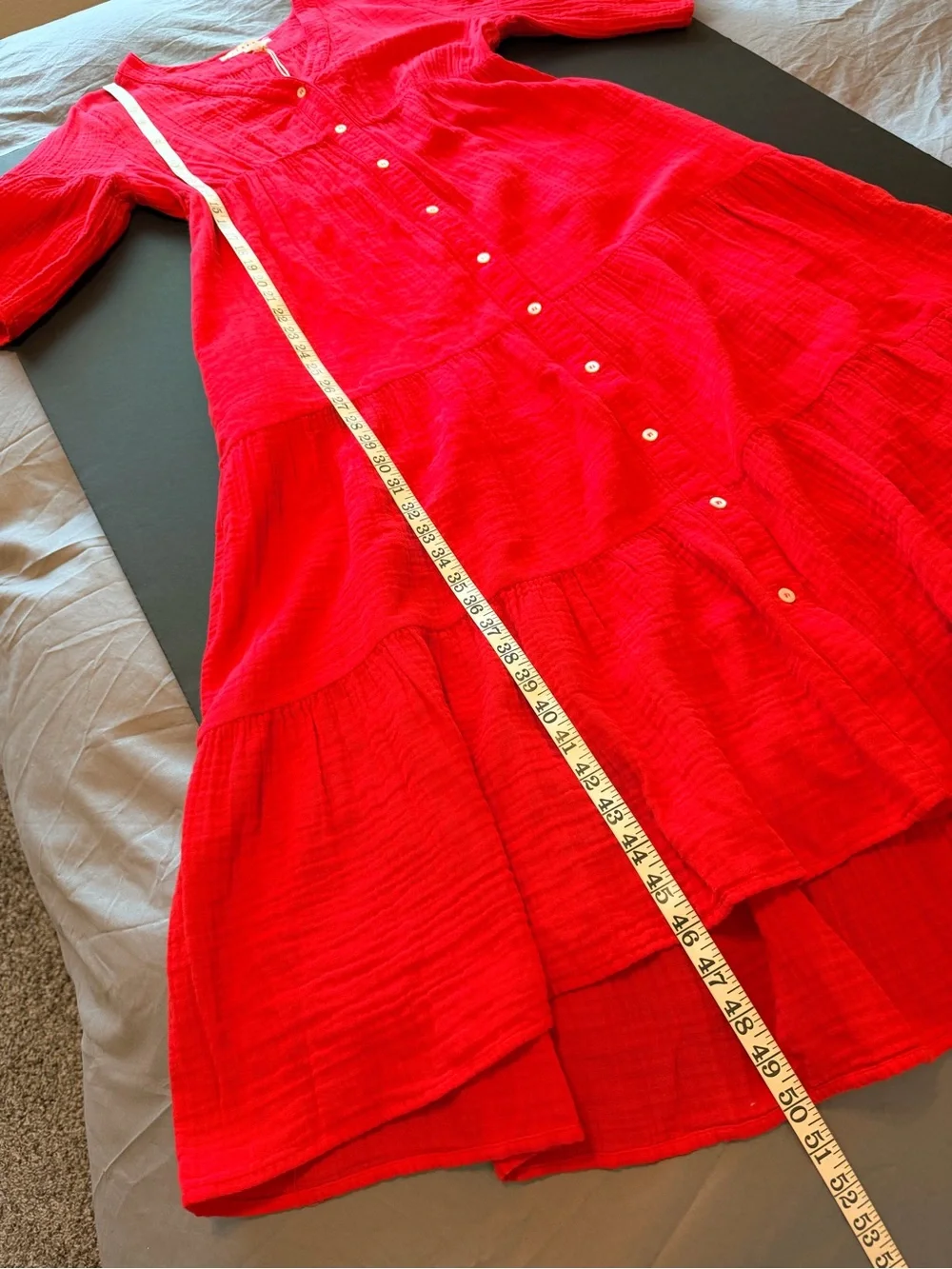 Xirena Kendall Cotton tiered midi dress, Red Hot, size M, NWT, buttondown - Picture 4 of 14